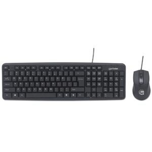 KIT TECLADO Y MOUSE MANHATTAN ALAMBRICO USB NEGRO